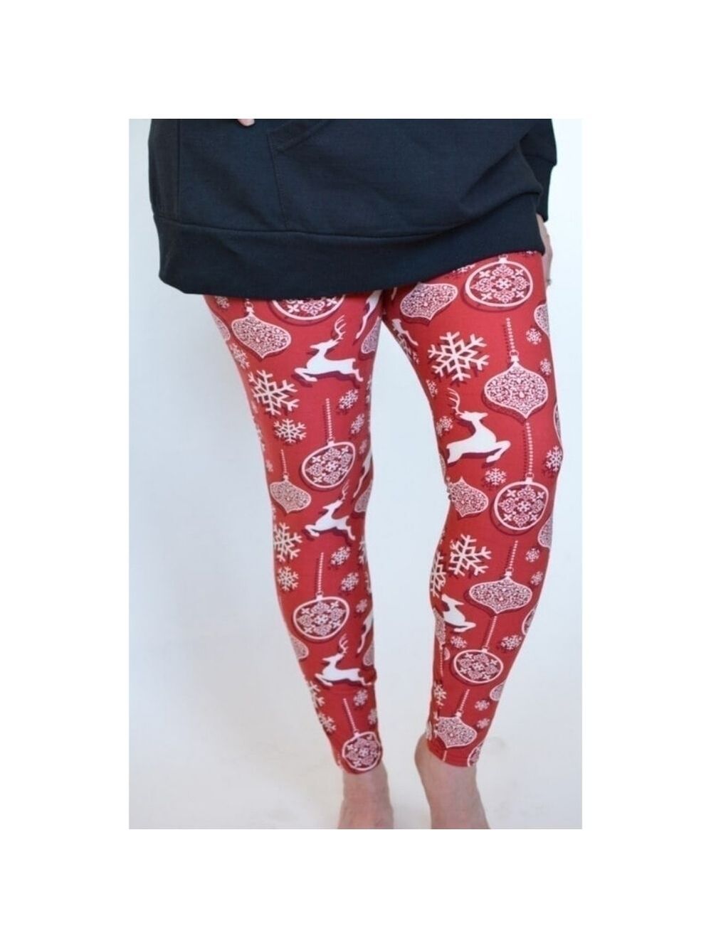 LEGGINGS DEPOT KID'S Red Christmas Reindeer Snowflake Leggings Size Medium NWT